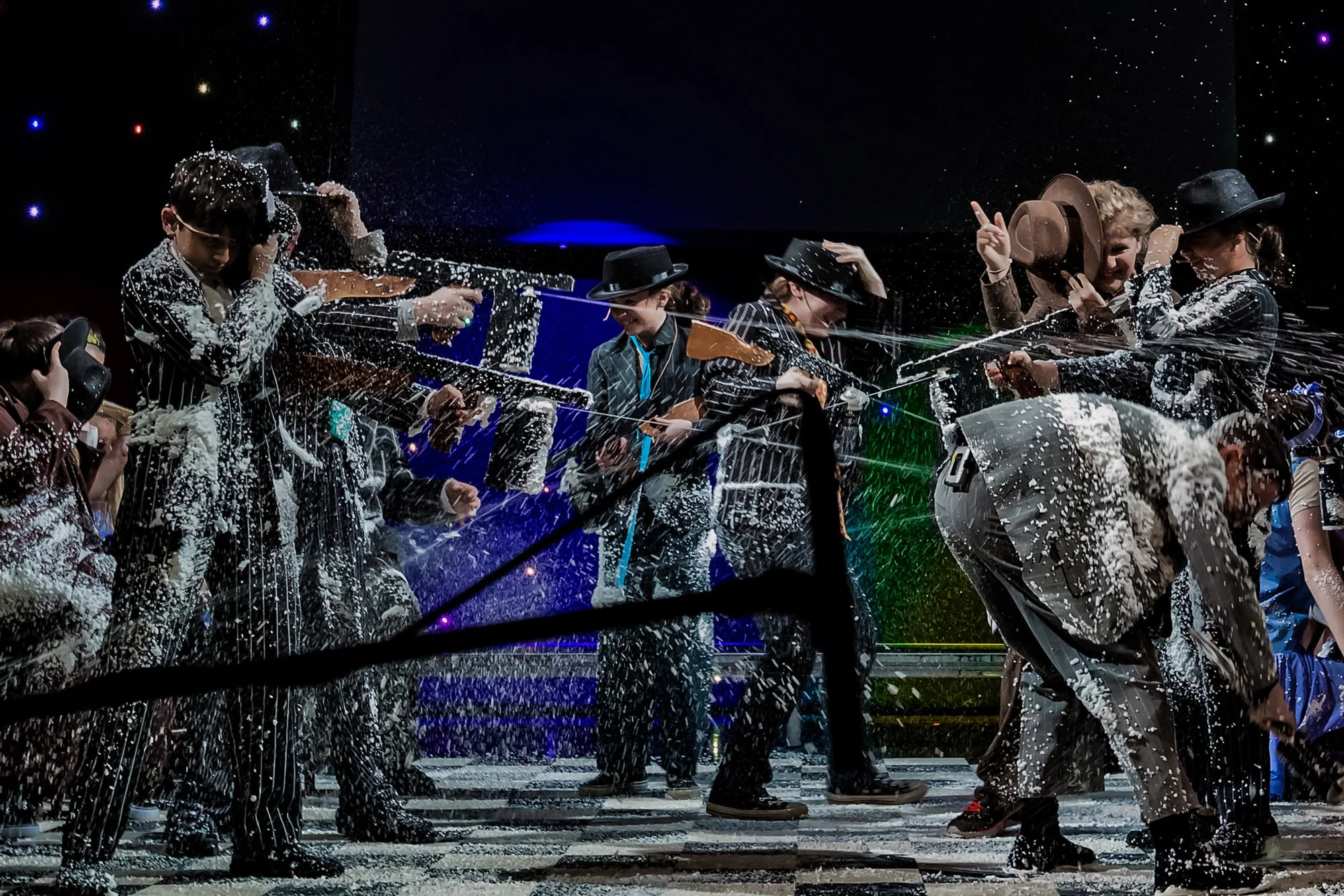bugsy malone gun fight foam musical theatre production photography