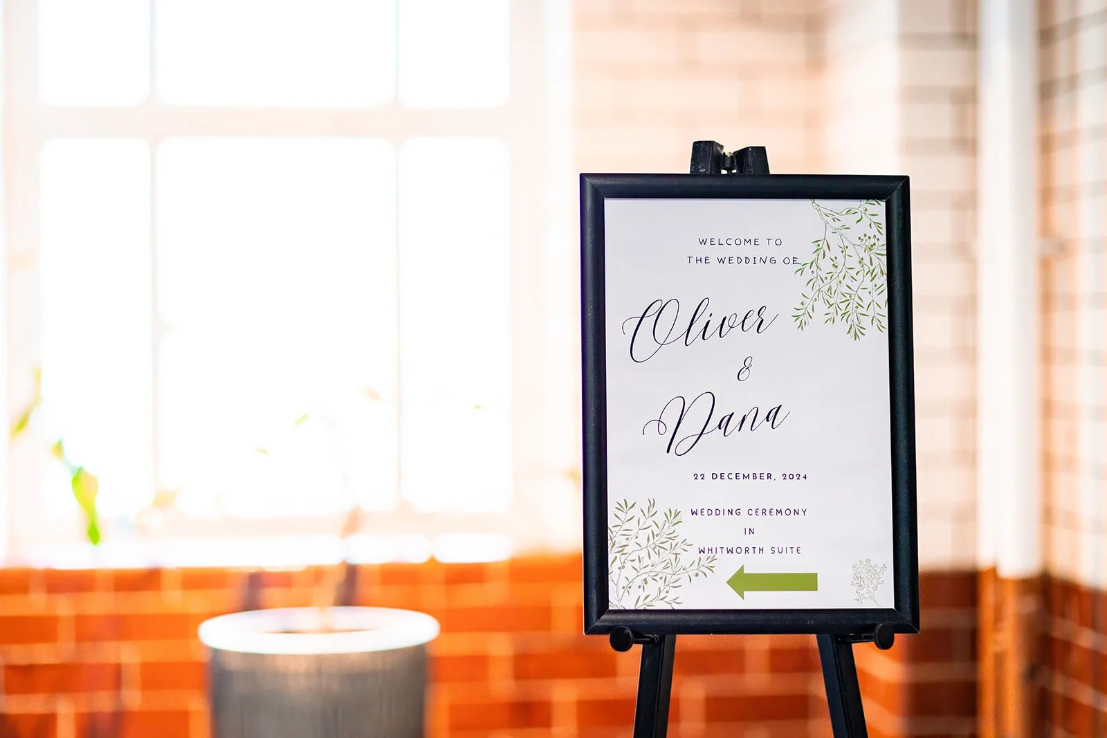 kimpton clocktower manchester wedding sign