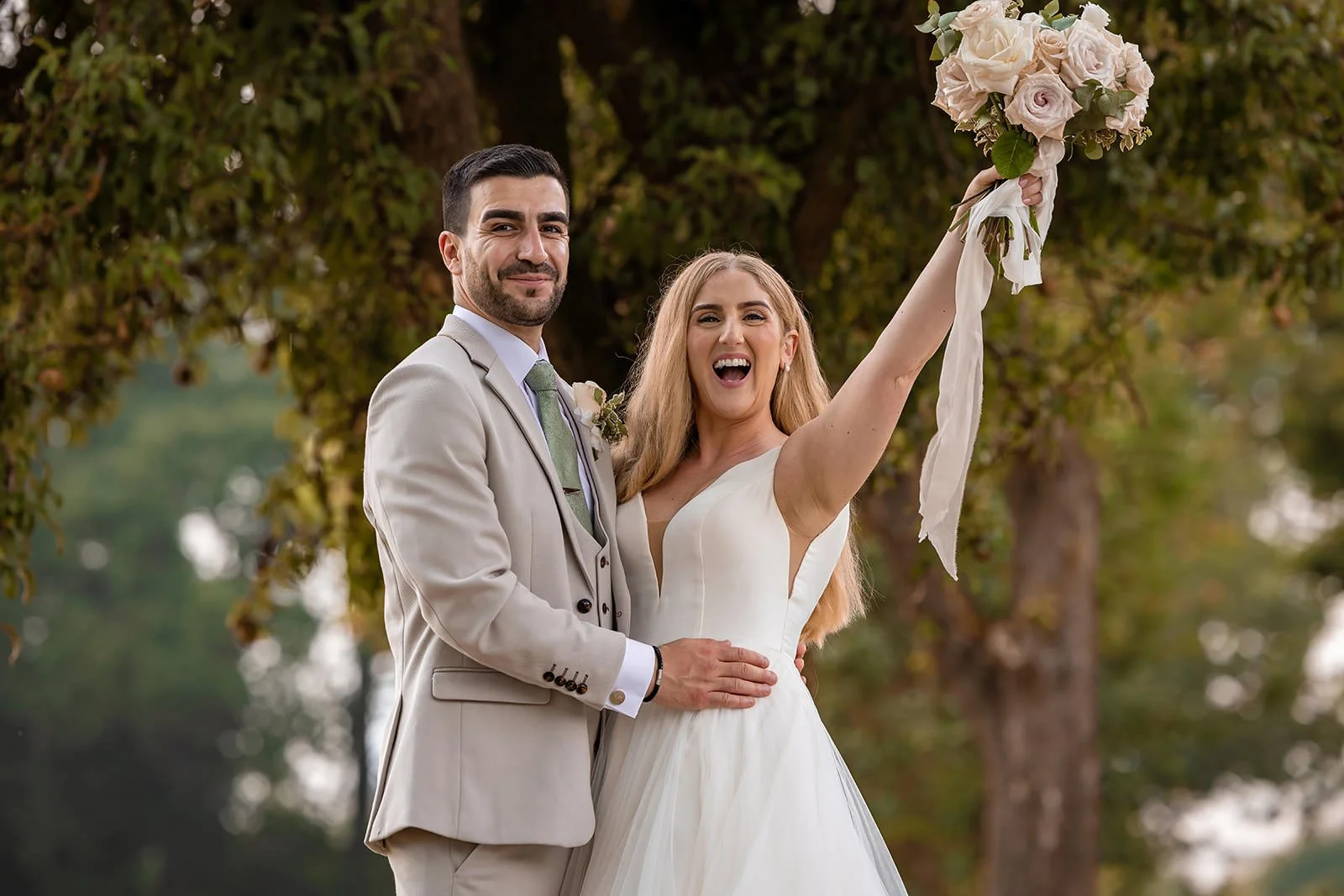 bride and groom newlywed couple portrait at white syke fields wedding venue