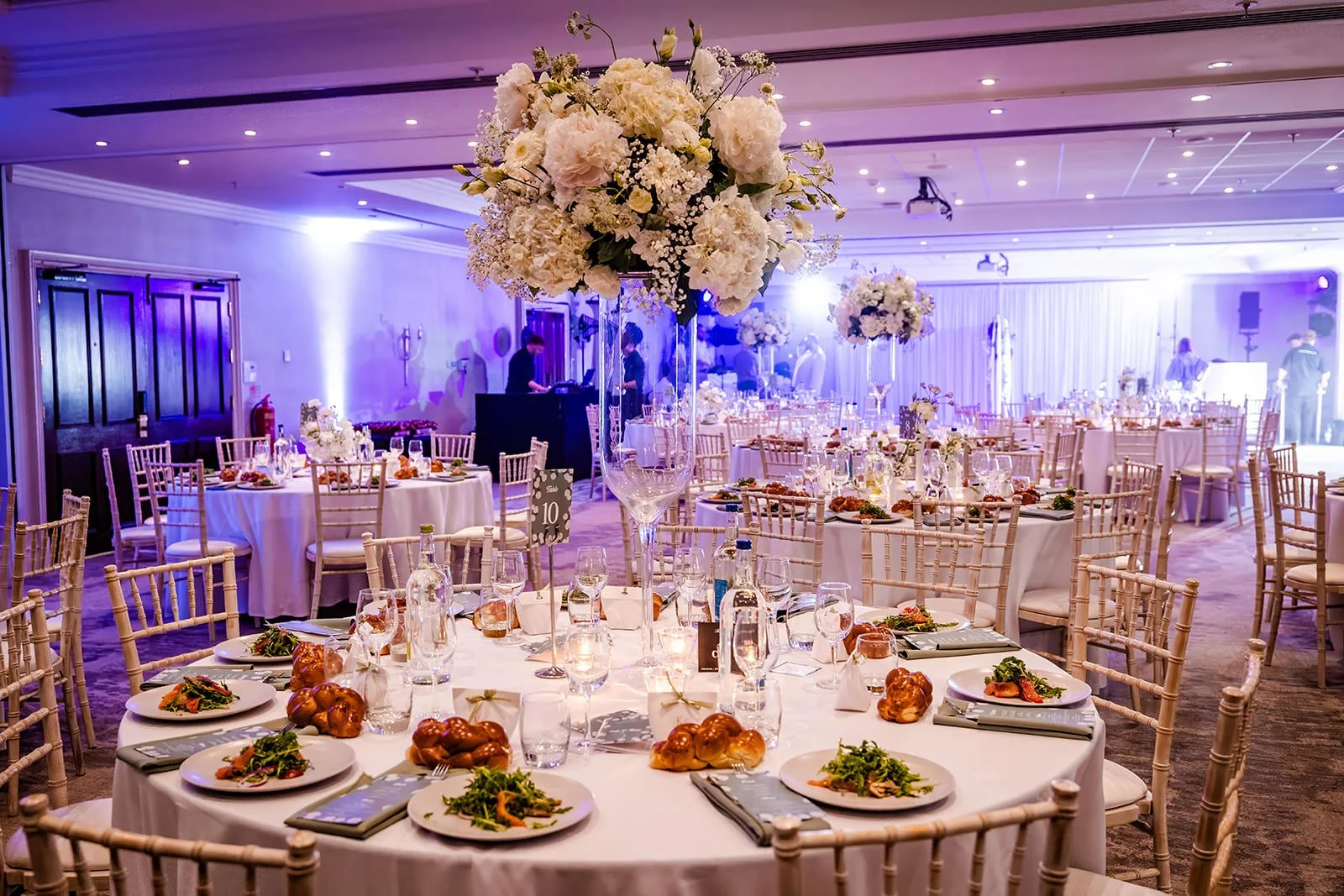 wedding breakfast reception room set up at worsley marriott hotel