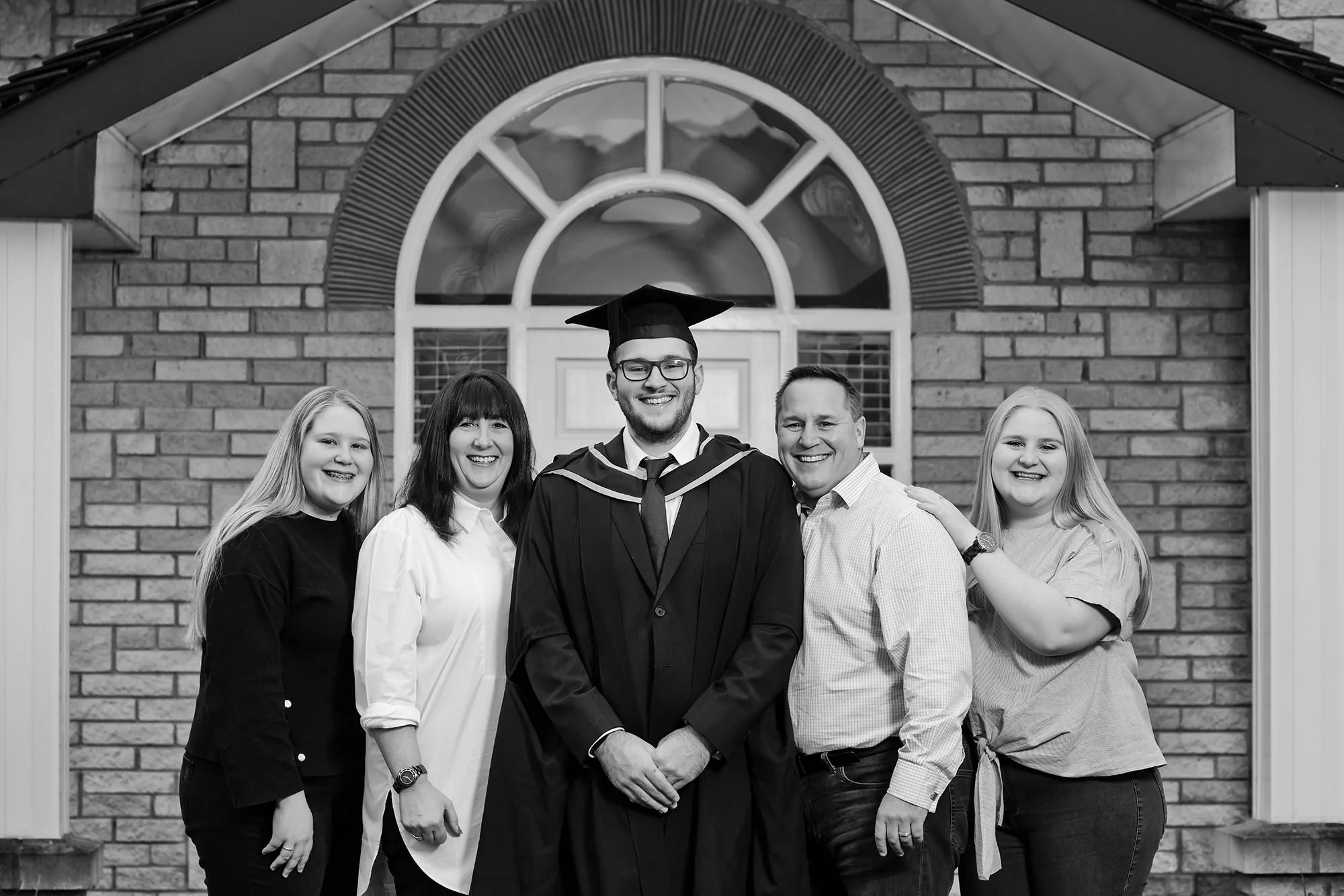 graduation family portrait at home in manchester