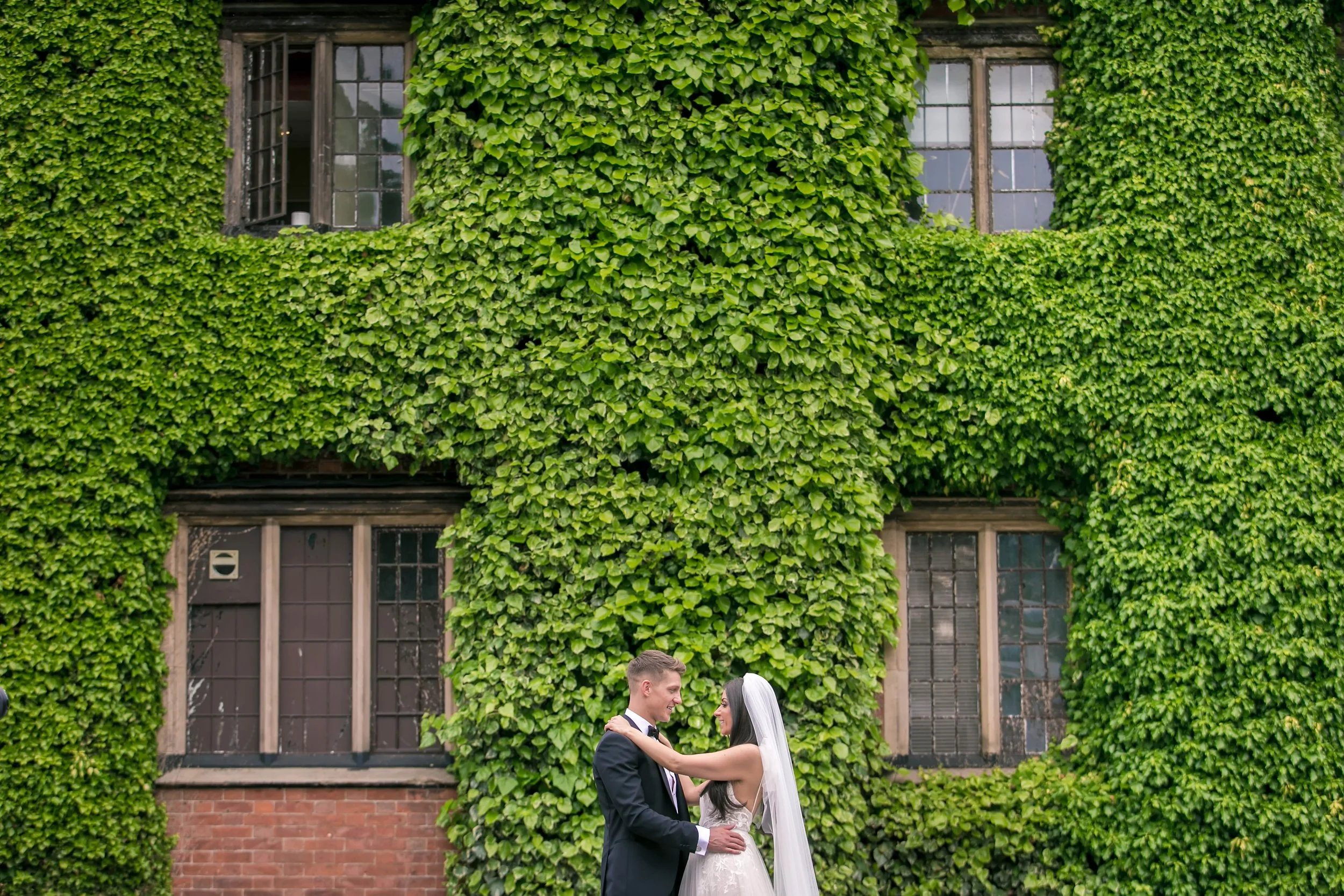 bride groom newlywed couple portrait during wedding at mere golf resort in cheshire