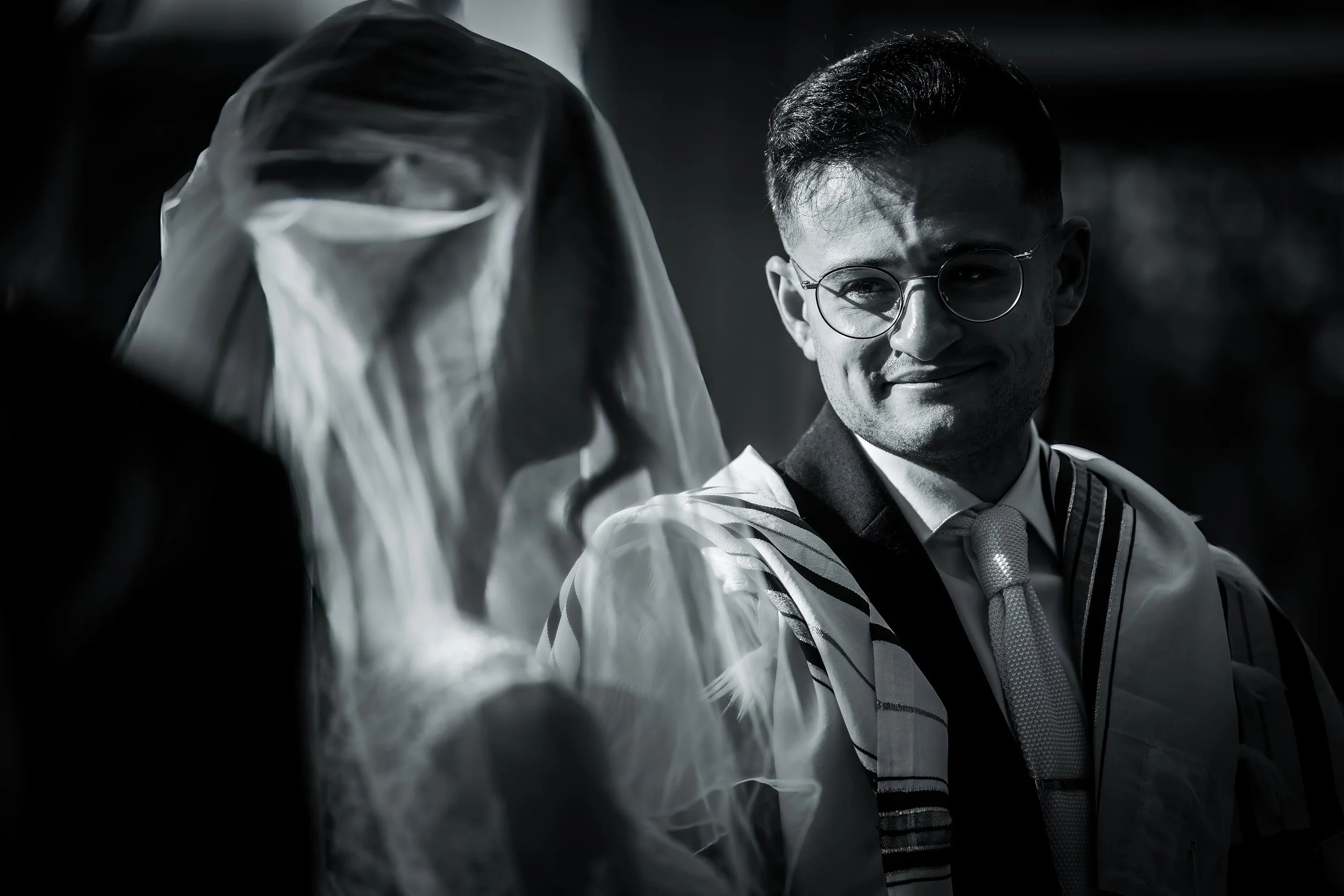 wedding ceremony at Merrydale Manor groom looking at bride with smile