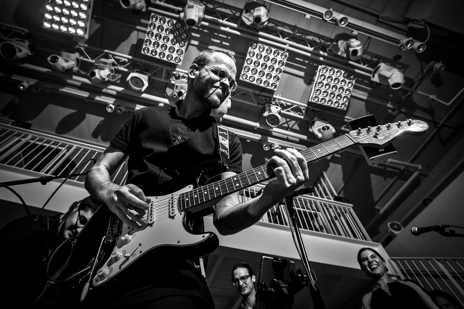 Guitarist performing during wedding reception party in Manchester