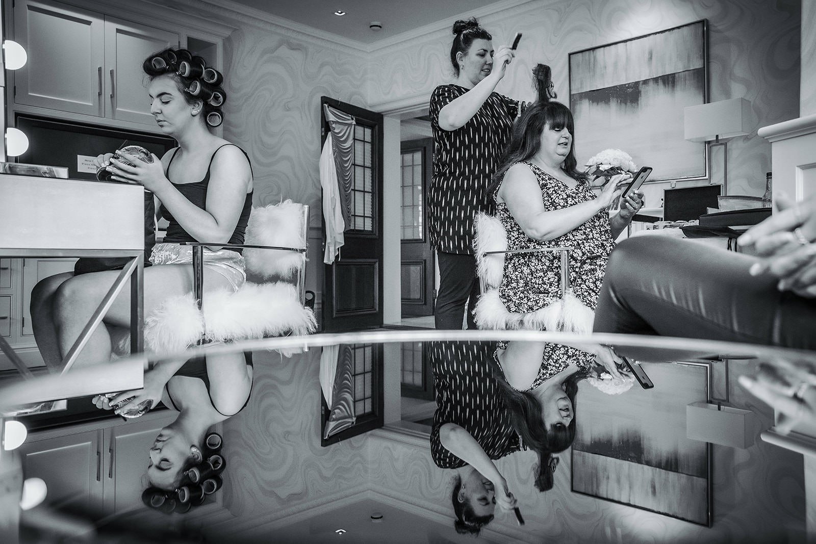 bridal prep at colshaw hall wedding venue in cheshire