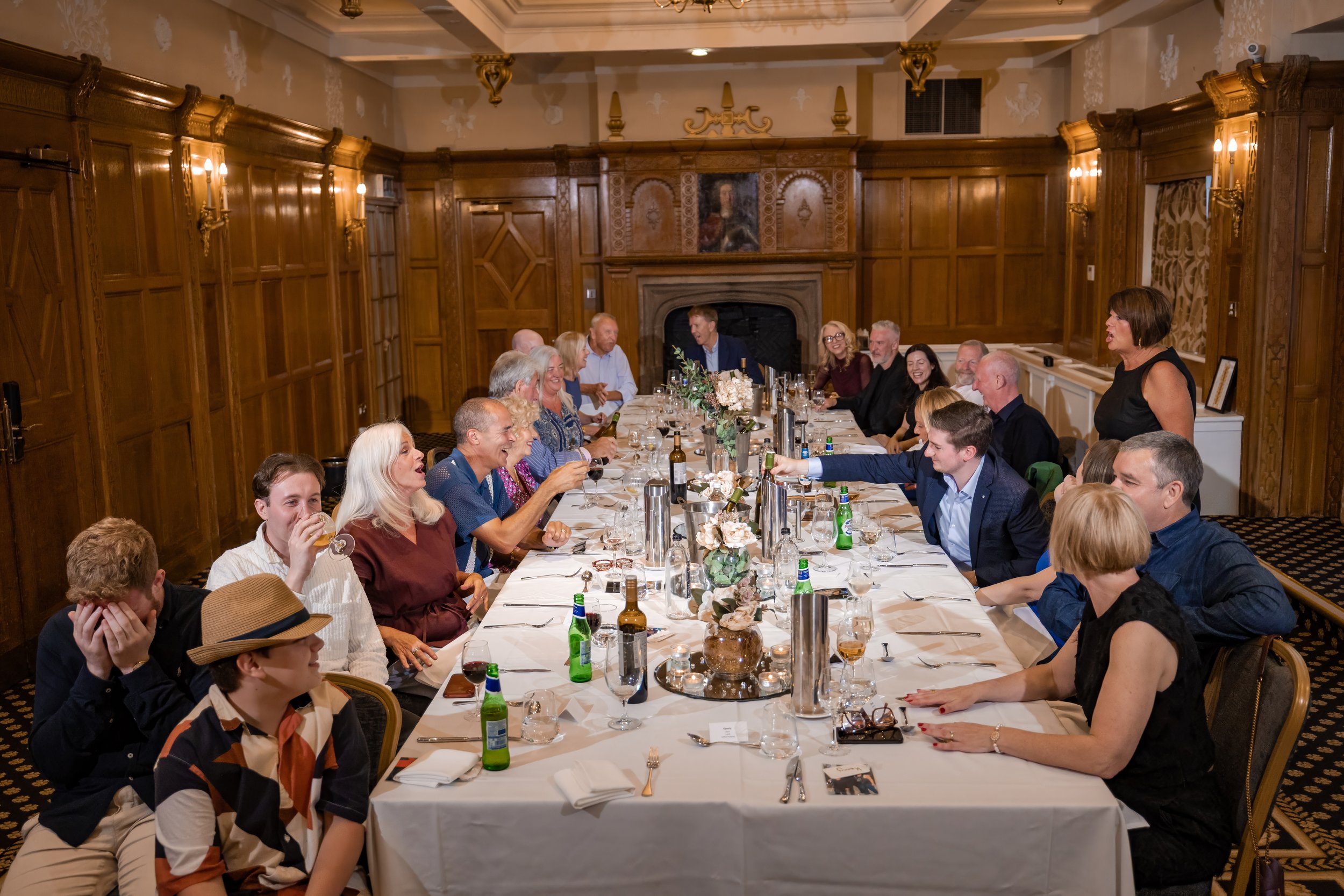 Guests gathered for dinner during a milestone birthday celebration at The Midland Hotel
