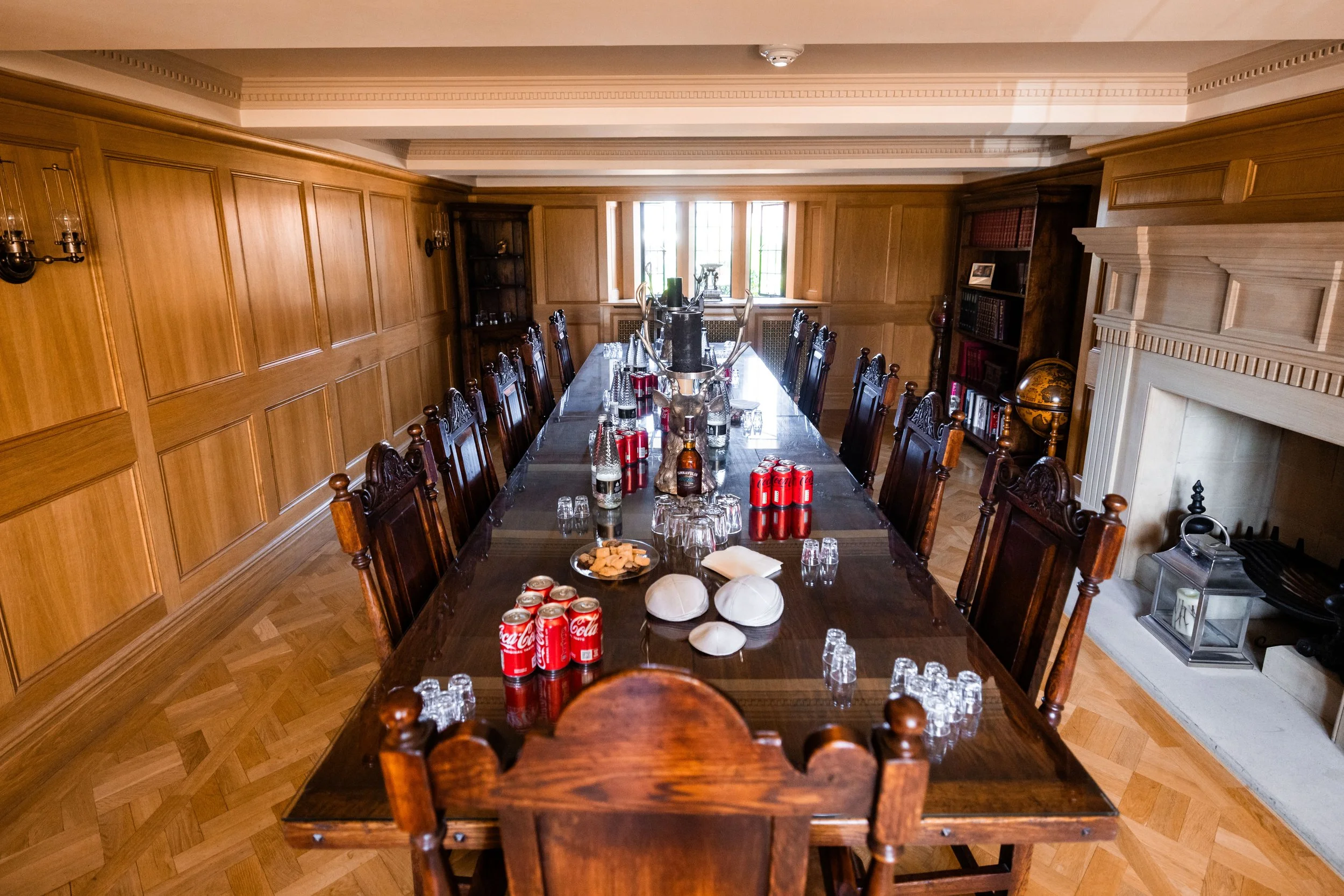 Merrydale Manor wedding reception table with drinks and snacks – wedding photography North West