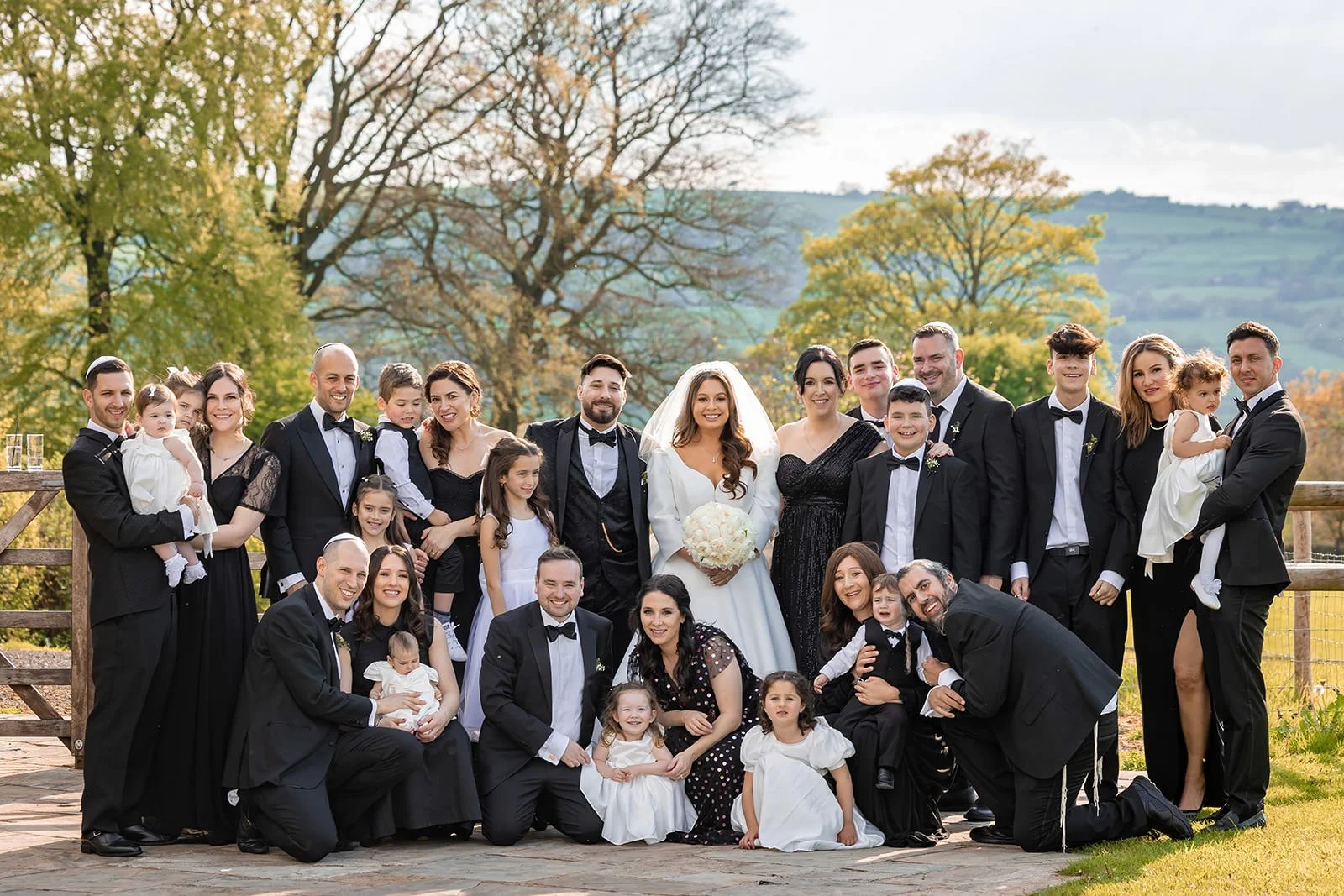 family portrait at heaton house farm wedding venue