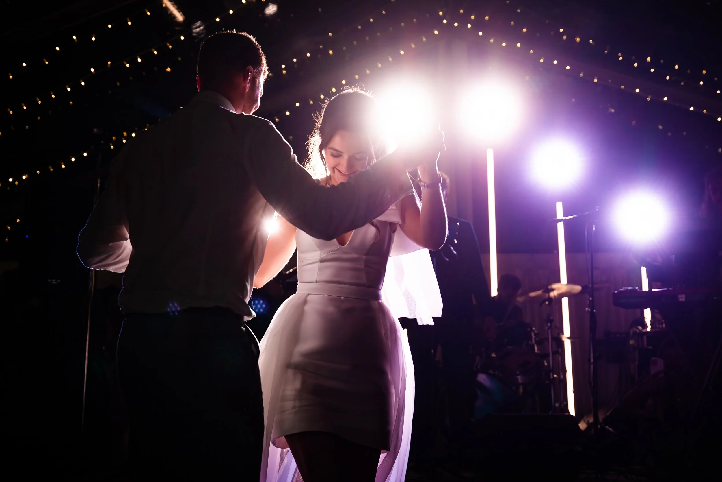 Bride and groom first dance in Manchester during evening party
