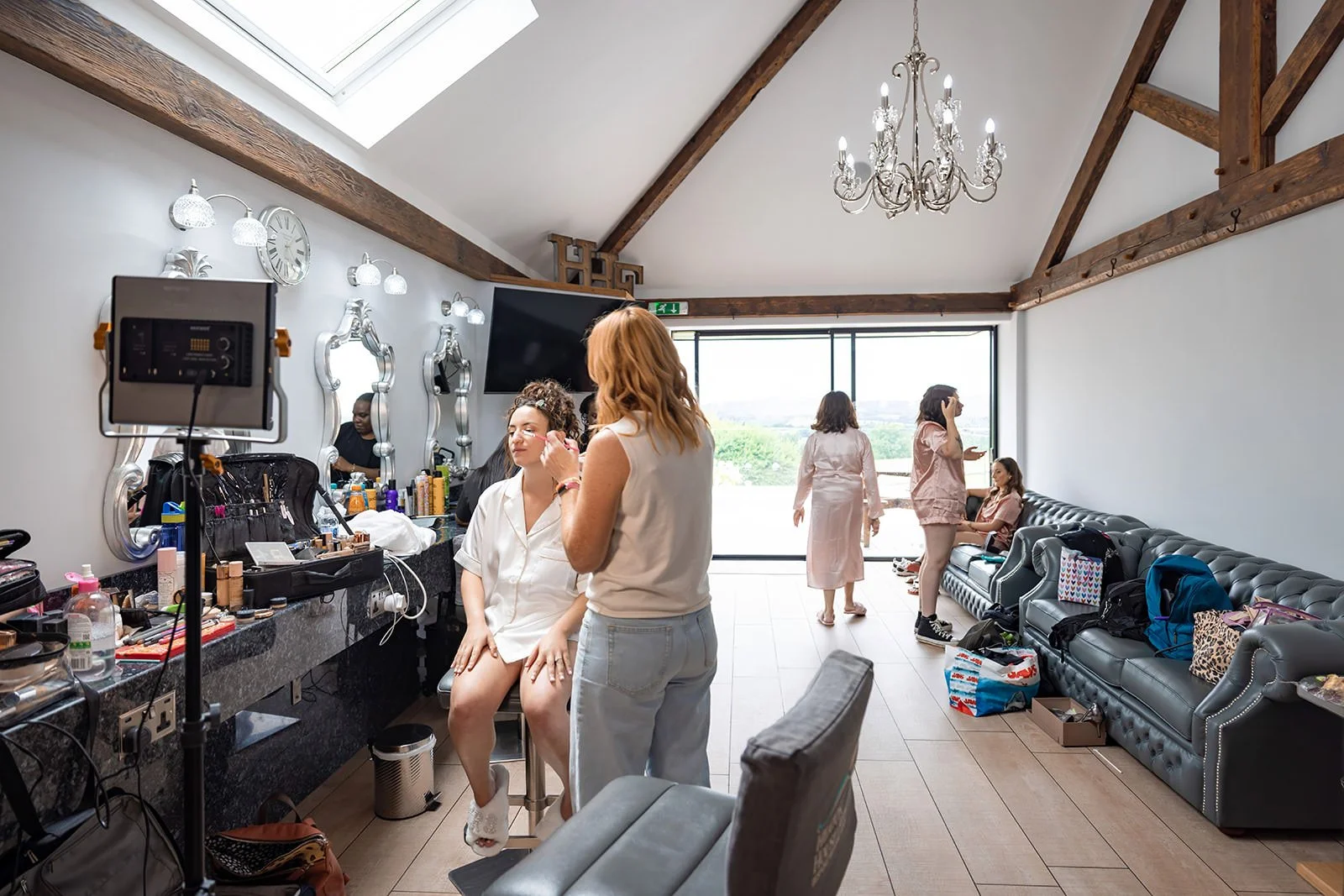 bridal prep at heaton house farm wedding venue in macclesfield