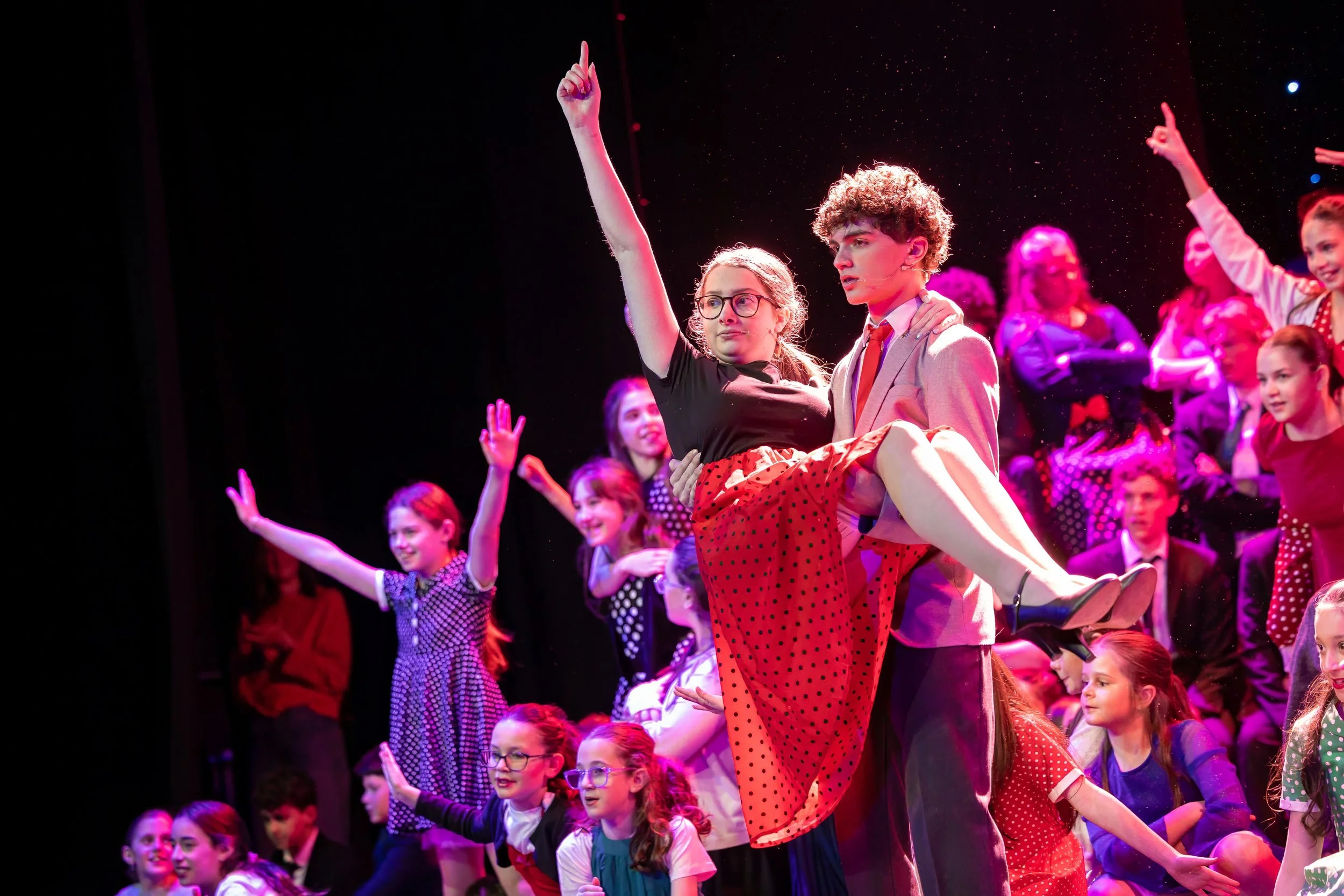grease chorus performance on stage musical theatre production photography