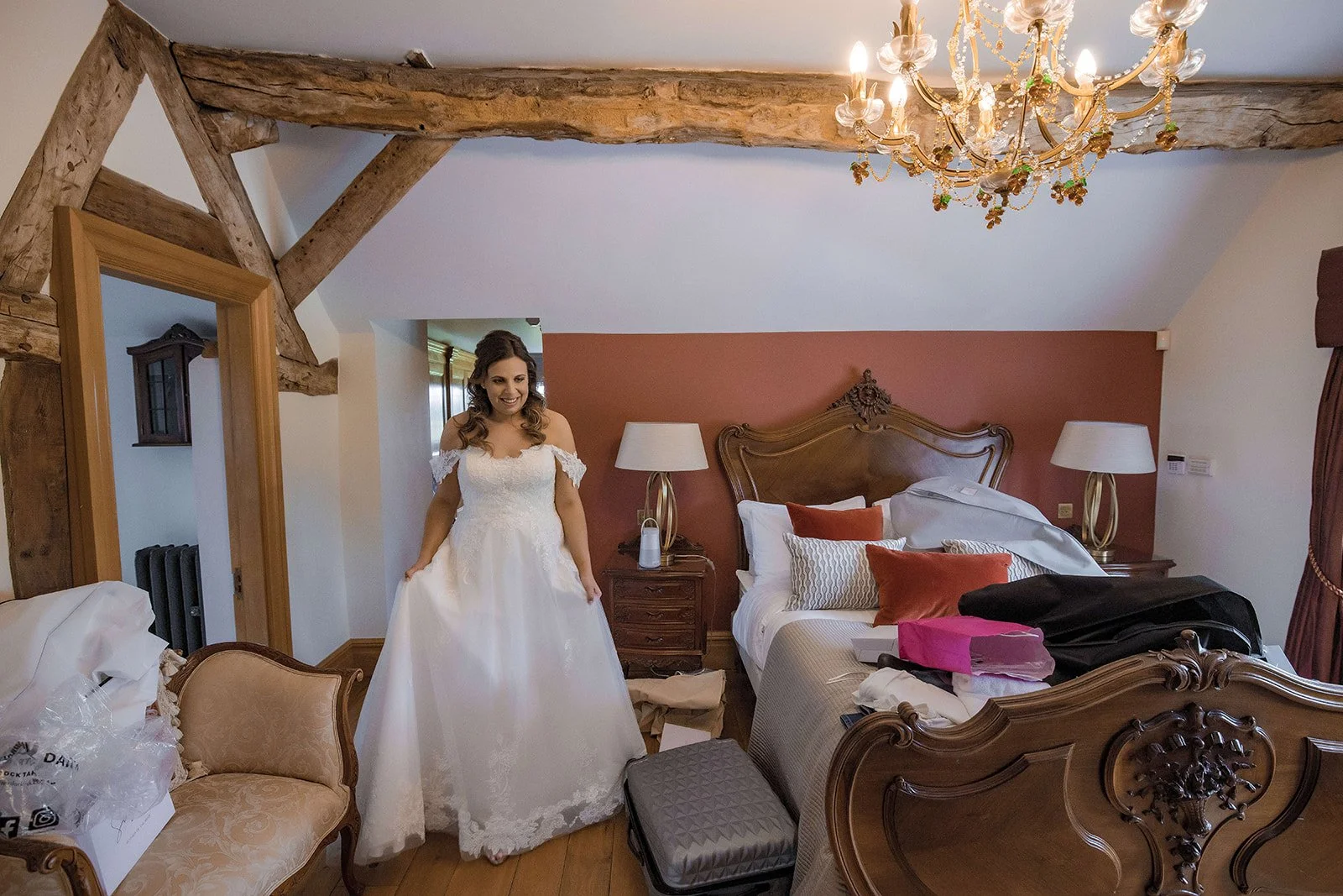 Merrydale Manor wedding bride portrait bridal suite wood beams – wedding photographer North West England