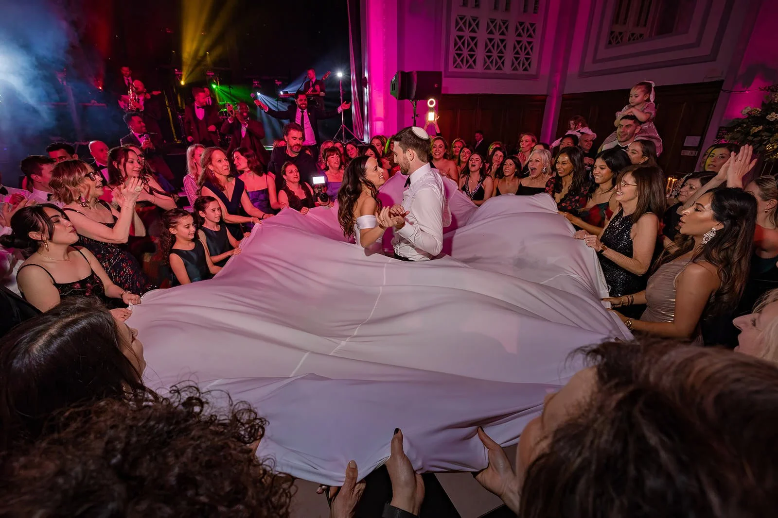 bride and groom dancing during reception party dancing at kimpton clocktower manchester