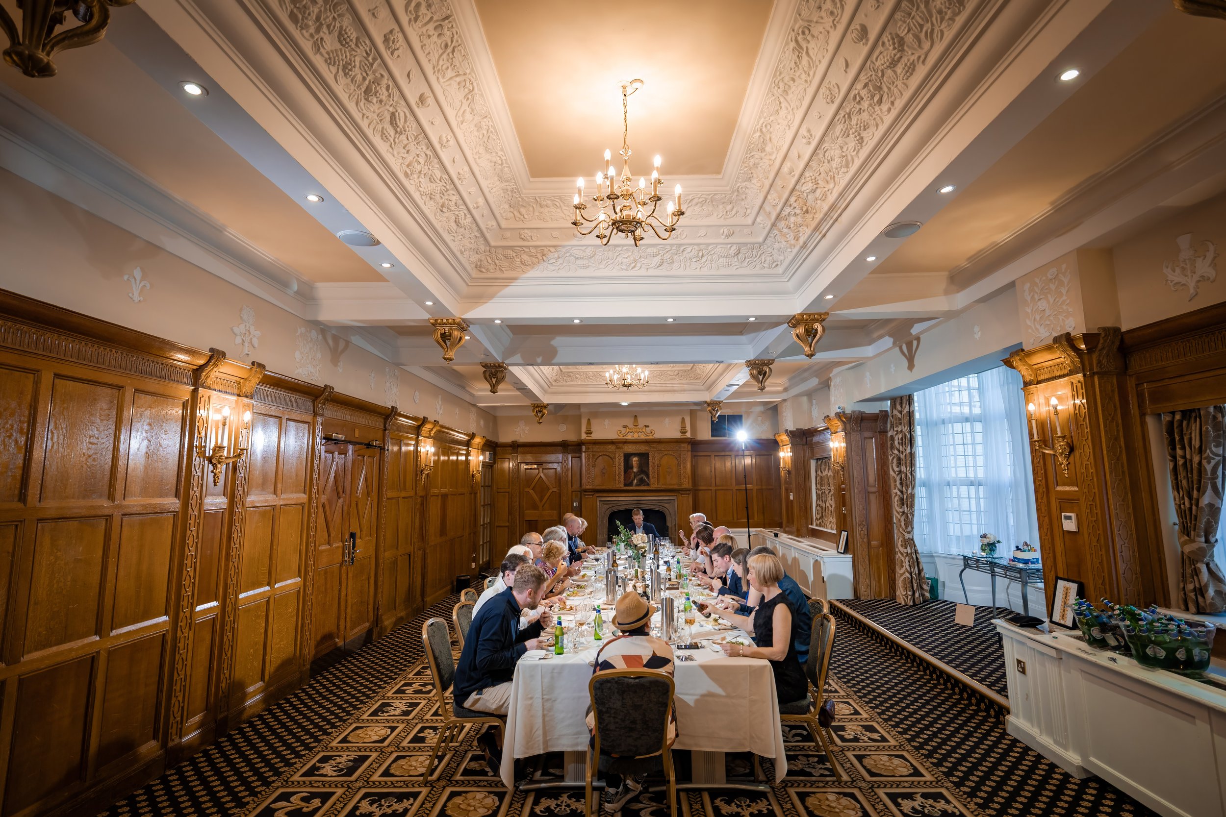 Family and friends dining together at a private birthday party at The Midland Hotel, Manchester