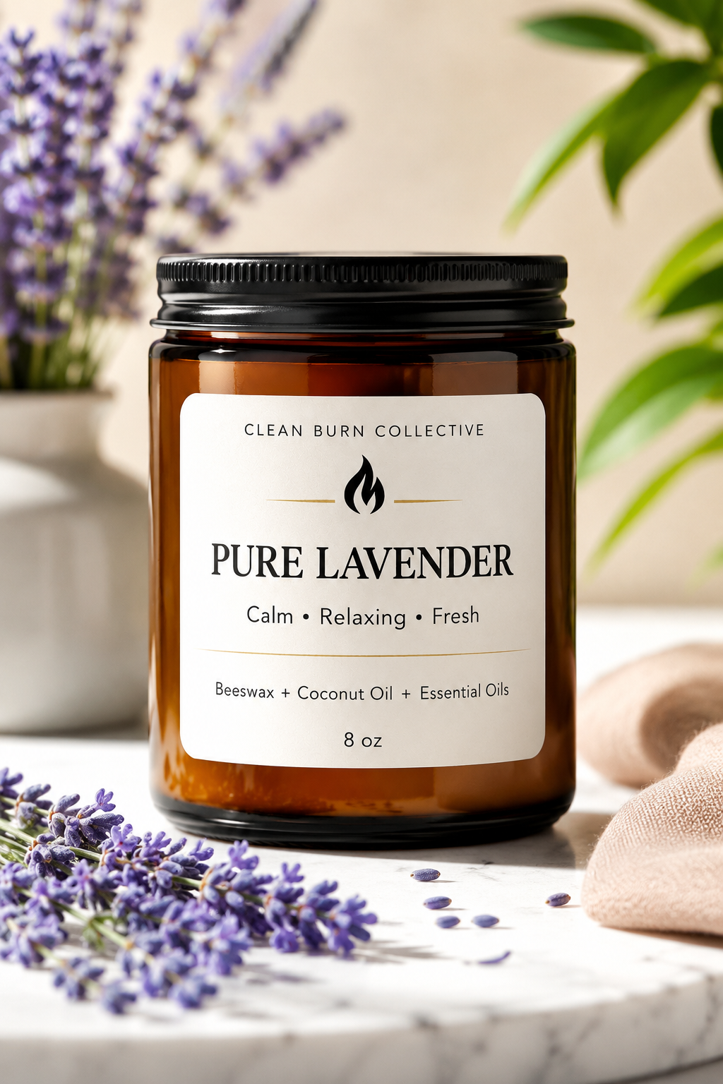 Pure Lavender Beeswax Candle