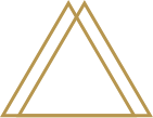 A geometric design featuring a black background with gold triangle outlines.