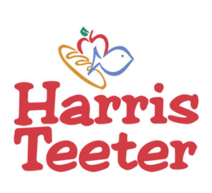 Harris Teeter logo featuring a stylized shopping basket with an apple, loaf of bread, and fish.