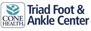 Logo of Cone Health Triad Foot & Ankle Center with a stylized leaf and foot symbol.