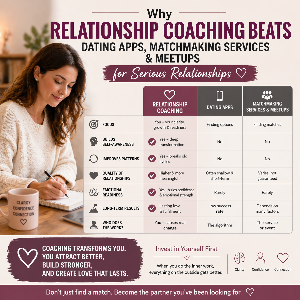 Why Relationship Coaching Beats Dating Apps, Matchmaking Services &amp; Meetups for Serious Relationships