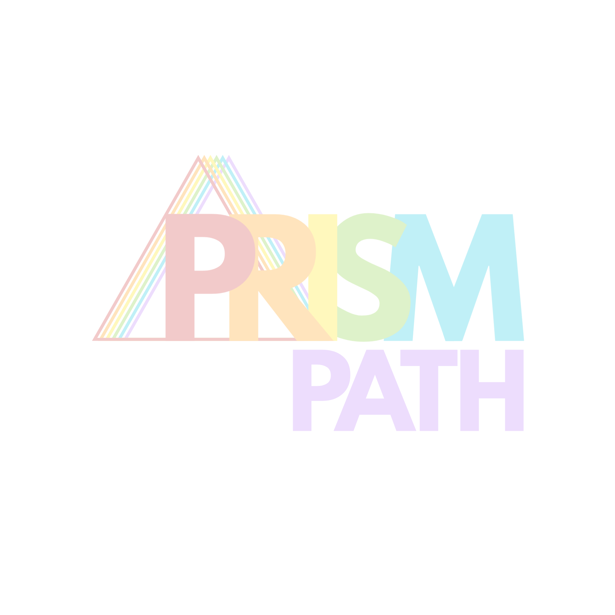 Prism Path logo in pastel rainbow colors by Braden Beck.