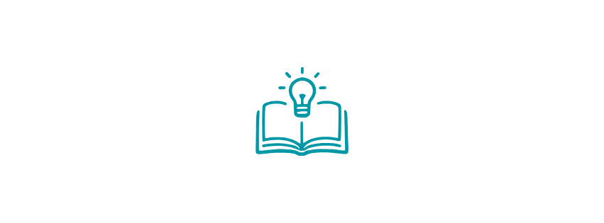 An open book with a lightbulb above it, symbolizing ideas or learning.