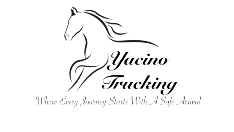 Logo for Yacino Trucking featuring a stylized horse head and the slogan 'Where Every Journey Starts With A Safe Arrival'.