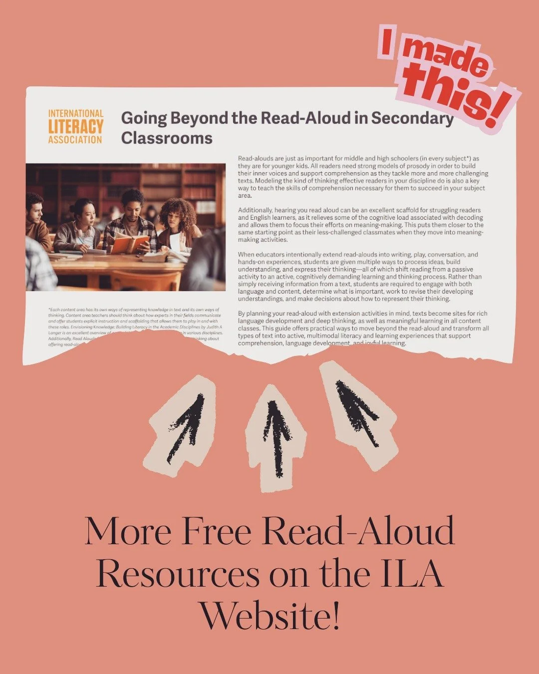 I got the chance to work with some wonderful educators and researchers to develop resources for @ilatoday's World Read-Aloud Day celebration. More resources will be posted throughout the month. 

Check out my "Going Beyond the Read-Aloud in Seco