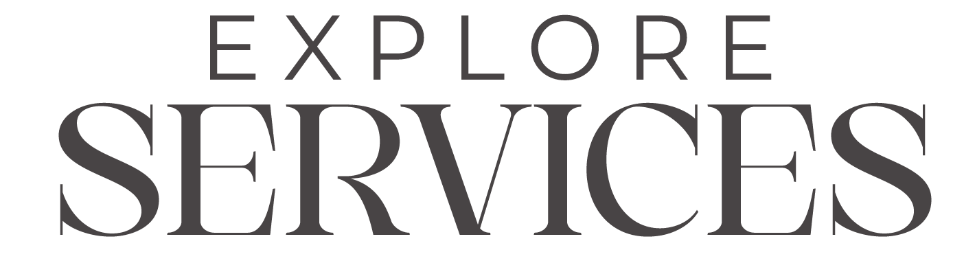 Word cloud with the words 'Explore Services' in different sizes and shades of gray.