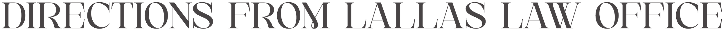 Text reading 'Directions from Lallas Law Office' on a gray background.