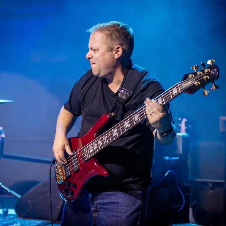 Drew Hall playing bass. 