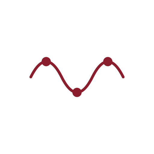 A line graph with three data points connected by a curved line, showing fluctuations over a black background.