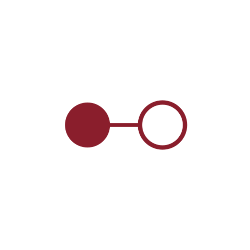 A schematic diagram of the water molecule, showing one oxygen atom connected to two hydrogen atoms.