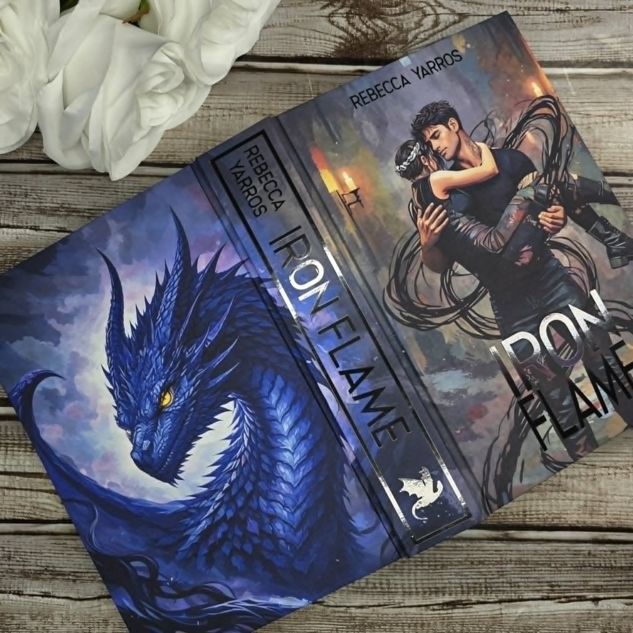 Special Edition Iron Flame Book featuring Violet and Xaden front and back