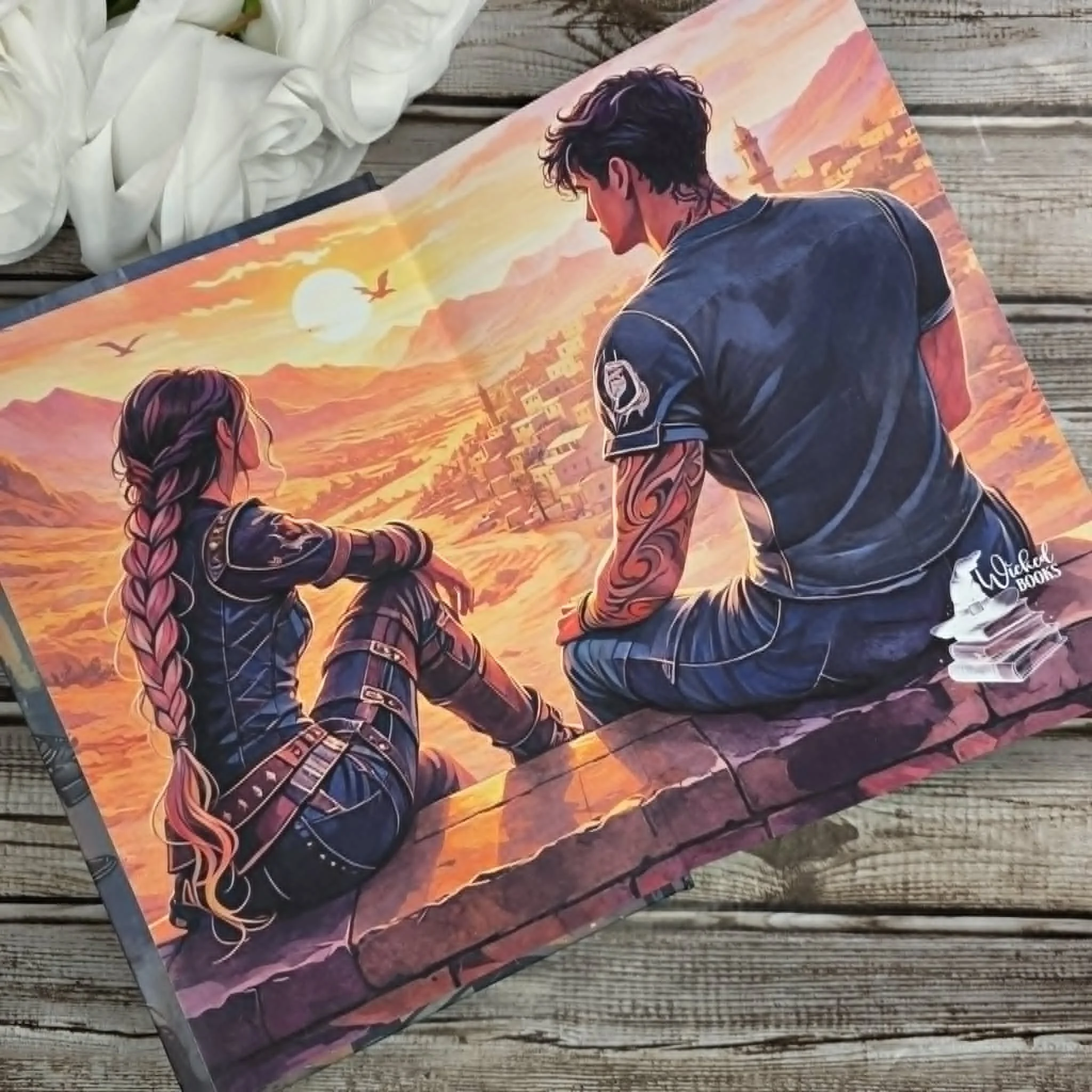 Custom Bound Iron Flame Book featuring Violet and Xaden in Aretia
