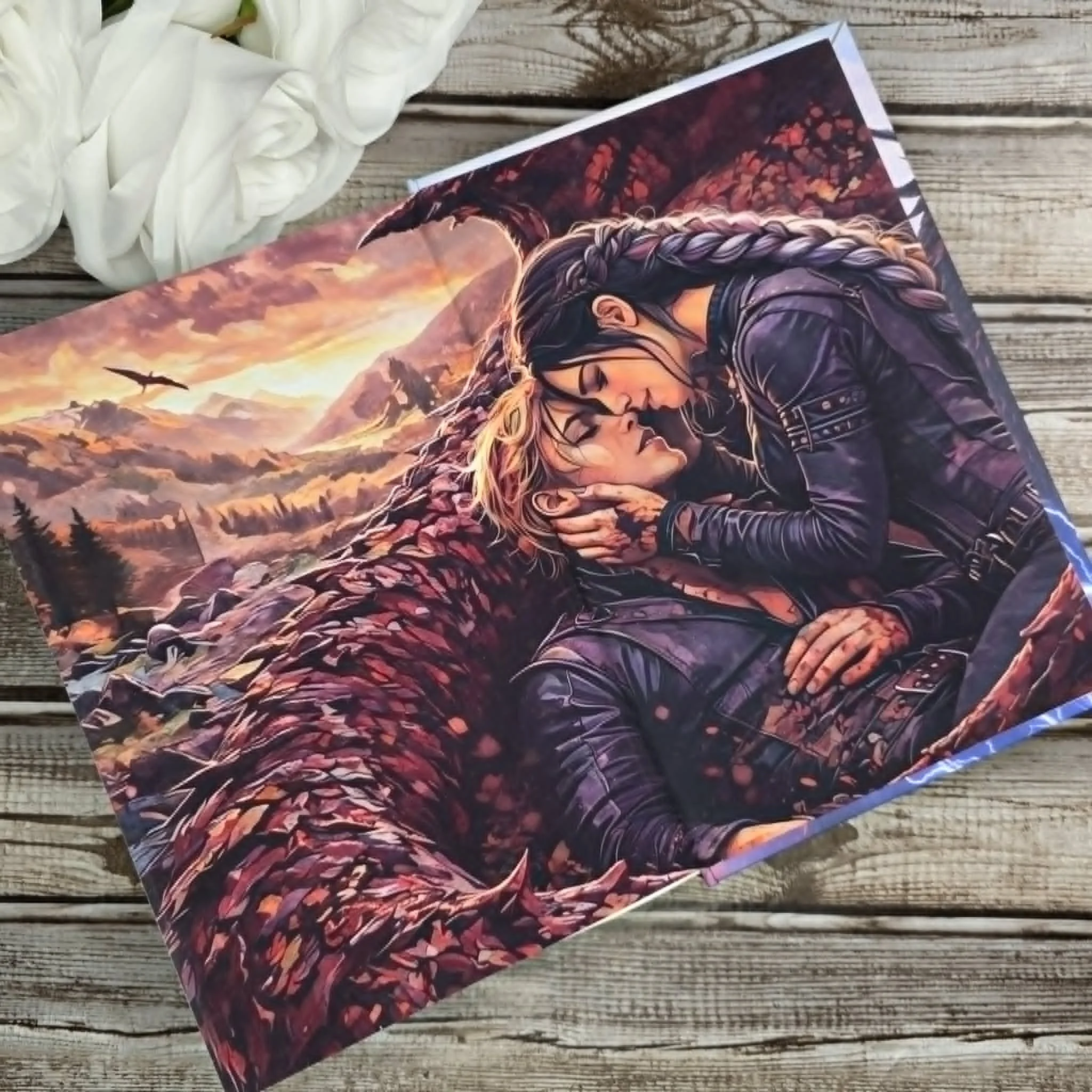 Custom Bound Fourth Wing Back end page featuring Violet and Liam