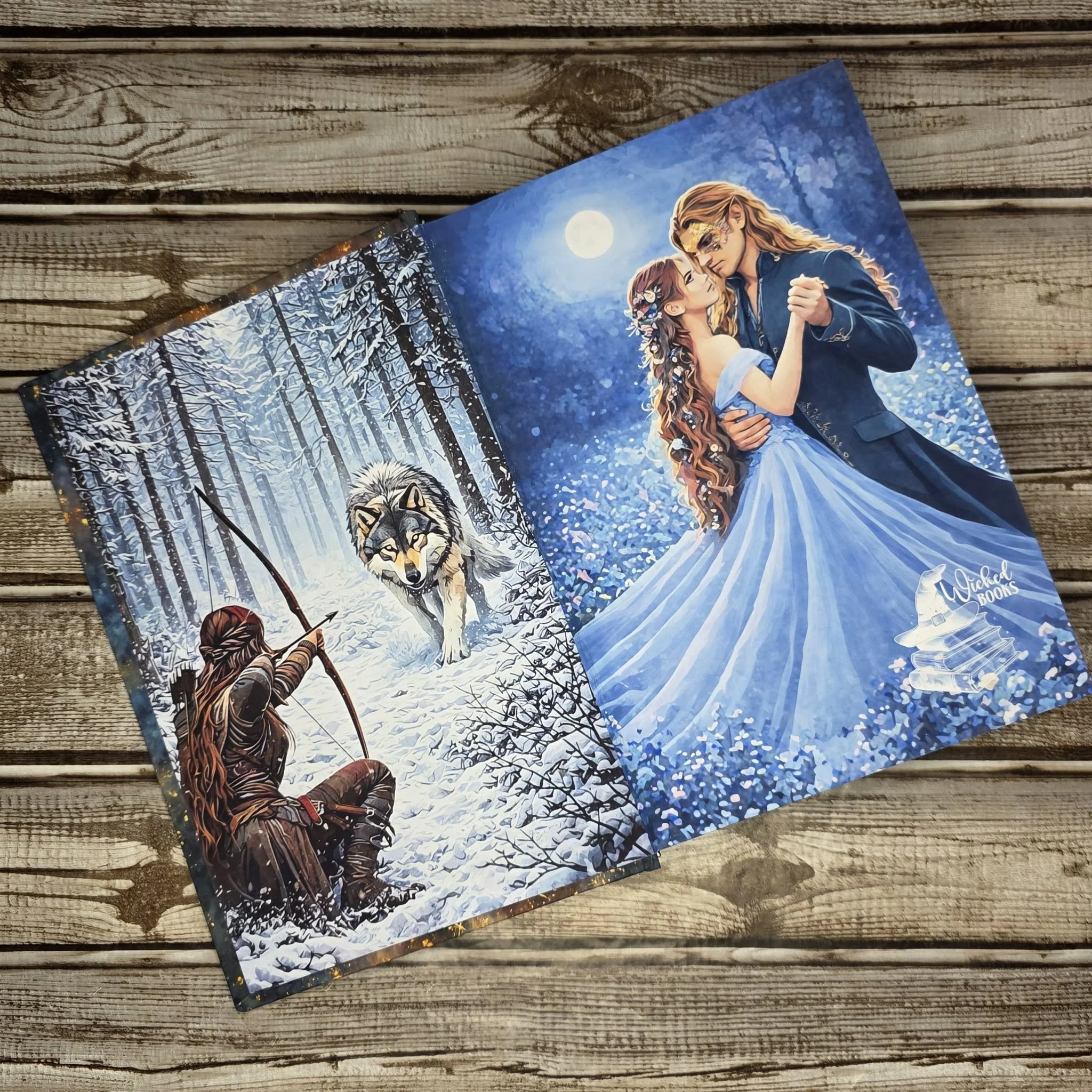 A Court of Thorns Roses Special Edition front end page feyre and the wolf. feyre dancing with tamlin