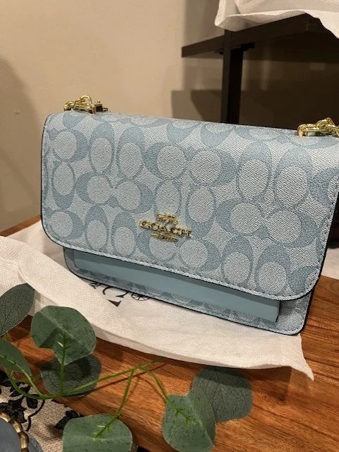 Elegant Blue Designer Chain Strap Handbag