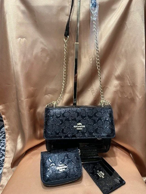 Luxury Black Monogram Handbag Set with Wallet and Cardholder