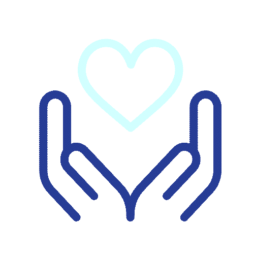 Two hands holding a heart symbol above them.