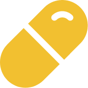 A yellow and black capsule-shaped pill