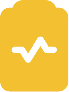 Yellow pill bottle with a black medical heartbeat line symbol