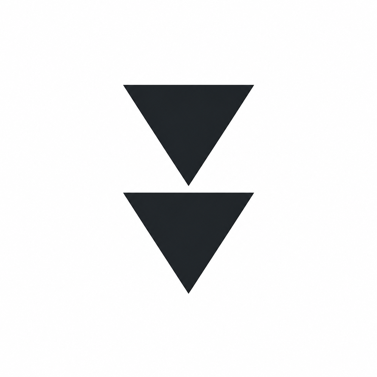 Earth suit tarot symbol (Pentacles) — double downward triangle representing foundation, stability, endurance and material reality in tarot meaning