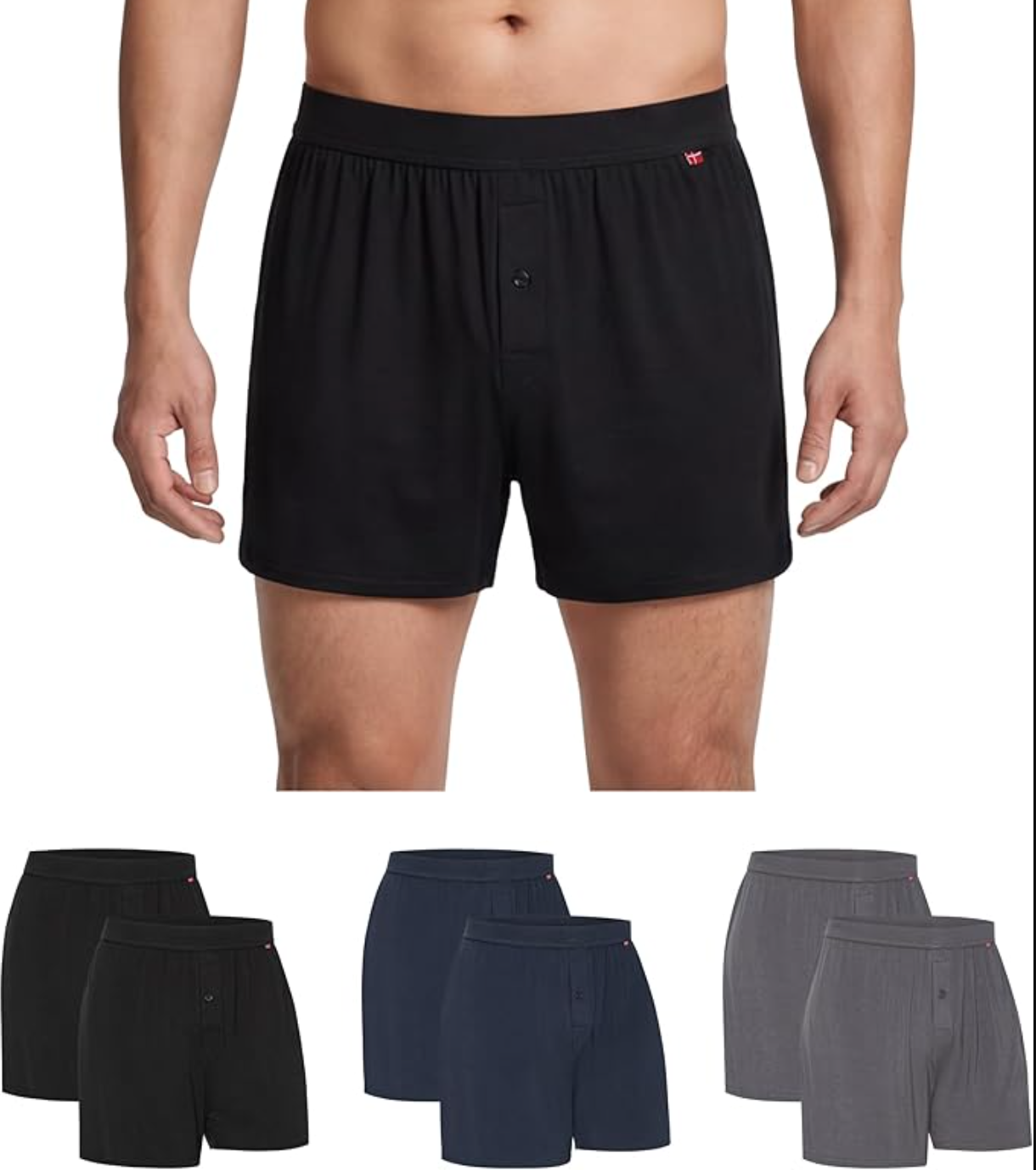 Danish Endurance loose-fit men’s boxer shorts in black, navy and grey