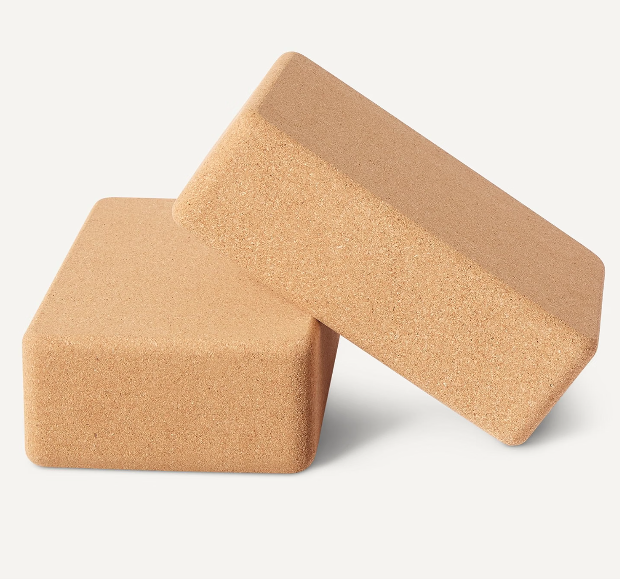 Pair of Amazon Basics natural cork yoga blocks for yoga, stretching and dance practice