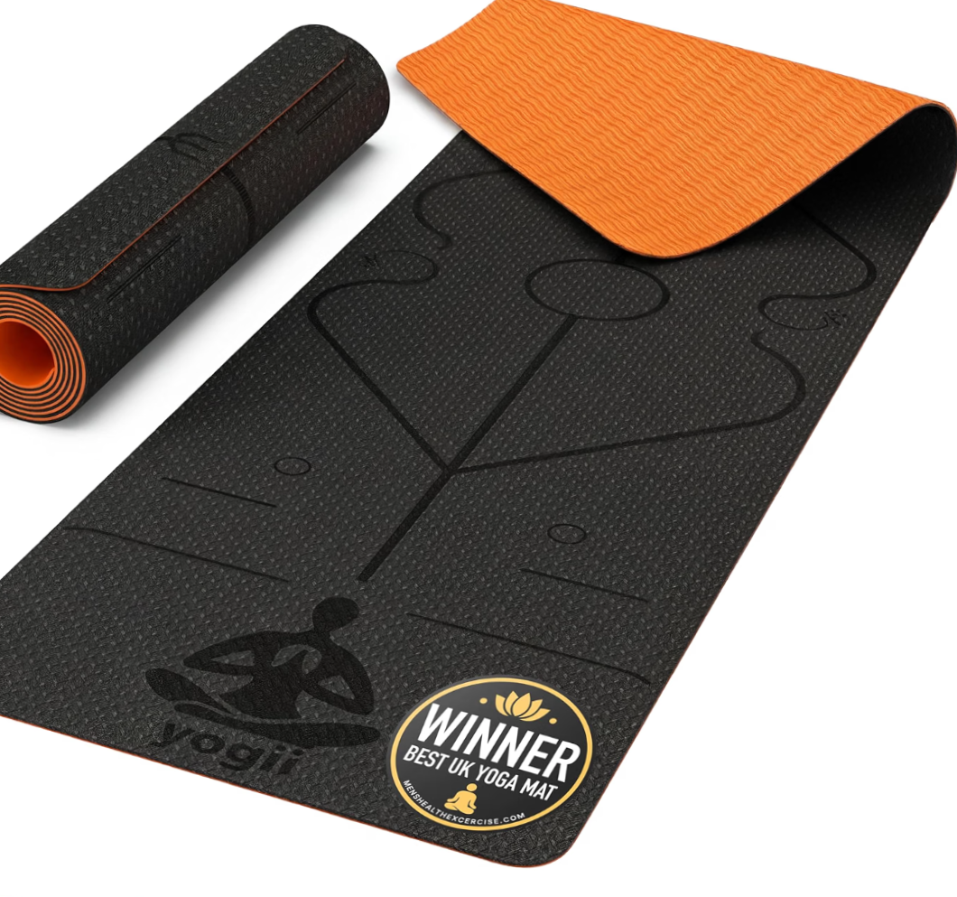 Yogii 6mm non-slip yoga mat with alignment guides, available in ten colours