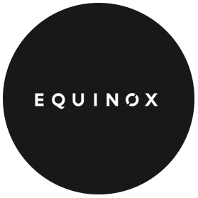Equinox logo in white text on a black background