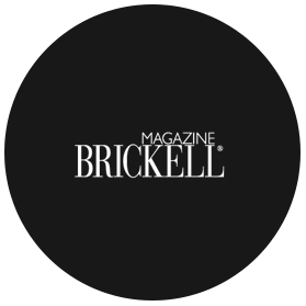 Brickell Magazine logo on black background.