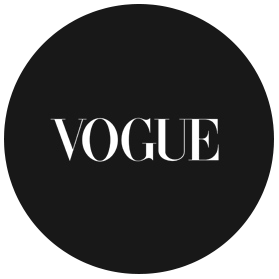 Vogue logo in white text on a black background