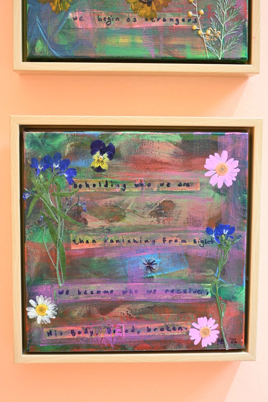 a detailed shot of a single canvas as part of the Emmaus Road triptych