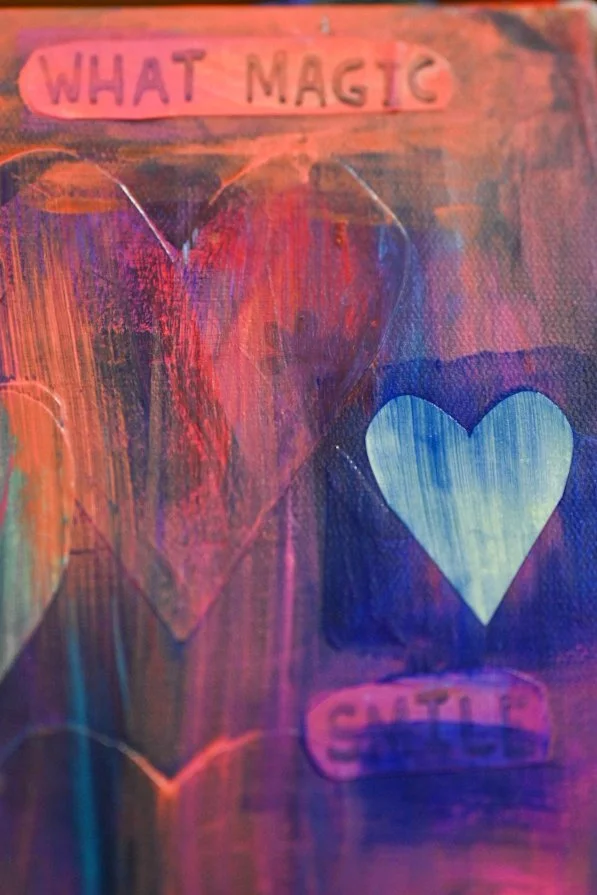 mixed media art, detail shot, paper on canvas with acrylic, you were the sky, what magic